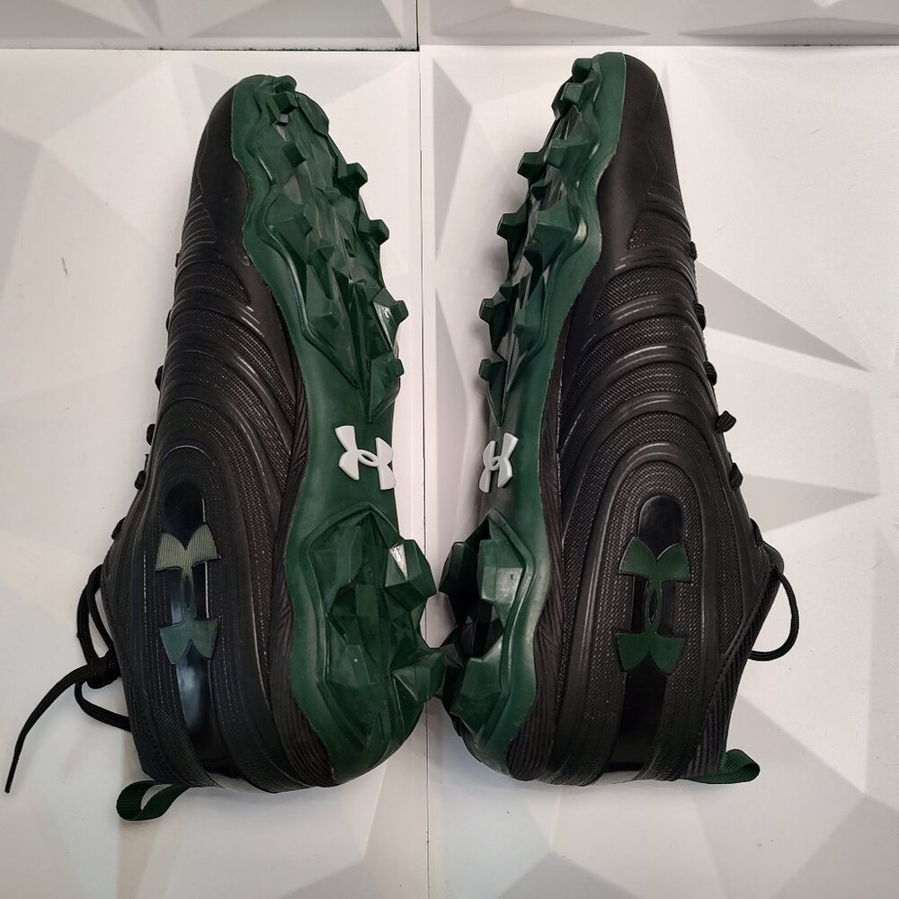 Under Armour Mens Football Cleat 16 Black Green Shoe Lacrosse Nitro Mid MC - Picture 7 of 10